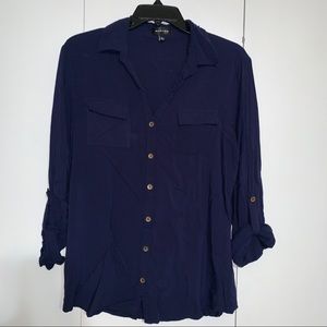 Navy button up shirt